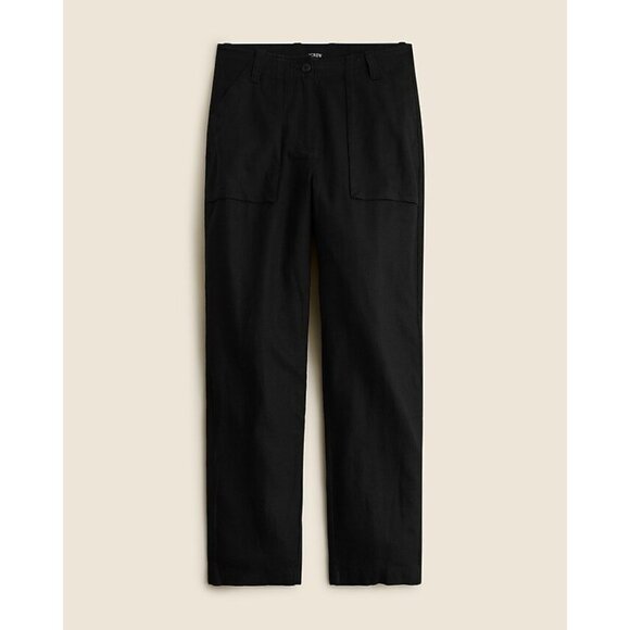 J. Crew Size 00 Seaside Cargo Pants Black High Waist Linen-TENCEL Lyocell Blend - Picture 1 of 16